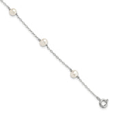 Sterling Silver RH 4-5mm Wte Semi FWC Pearl 5 Station Bracelet
